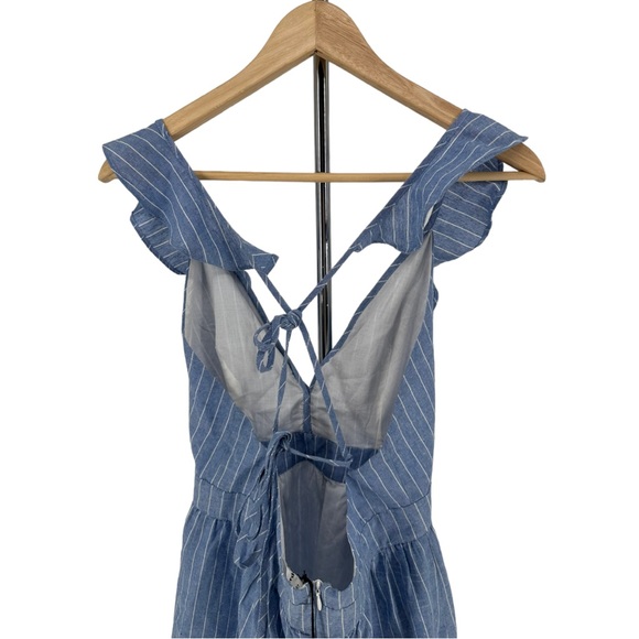 Superdown Livia Blue White Striped Ruffle Mini Dress Strappy Back size M NWT - Picture 6 of 12